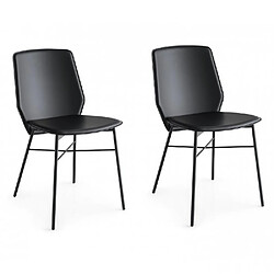 Inside 75 Lot de 2 Chaises SIBILLA structure métal assise cuir noir