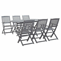 Maison Chic Mobilier à dîner 7 pcs de jardin - Ensemble table et chaises d'extérieur - Salon/Mobilier de jardin classique Bois d'acacia massif Gris -MN22915