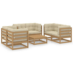 Maison Chic Salon de jardin 7 pcs + coussins - Mobilier/Meubles de jardin - Table et chaises d'extérieur bois de pin massif -MN47117