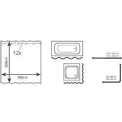 Acheter RIDDER Rideau de douche Madison 180 x 200 cm