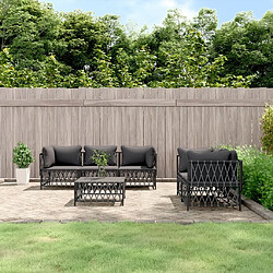 Maison Chic Salon de jardin 6 pcs avec coussins - Table et chaises d'extérieur - Mobilier/Meubles de jardin Moderne anthracite acier -MN54065