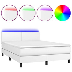 Sommier à lattes et LED,Cadre à lattes de lit avec matelas pour Adulte Blanc 140x190 cm -MN97457