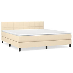 Maison Chic Lit adulte- Lit + matelas,Sommier à lattes de lit avec matelas Crème 180x200 cm Tissu -GKD41558