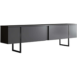 Hanah Home Meuble TV en aggloméré et métal Luxe anthracite + noir. Meuble TV en aggloméré et métal Luxe anthracite + noir