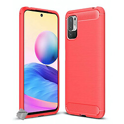 Htdmobiles Coque silicone gel carbone pour Xiaomi Redmi Note 10 5G + film ecran - ROUGE