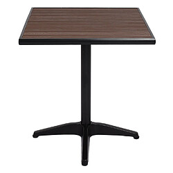 Avis Mendler Table de jardin HWC-J95, table de balcon table de bistrot, aluminium aspect bois ~ noir, marron-foncé