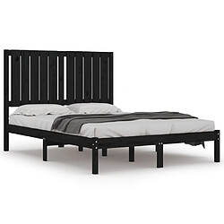 vidaXL Cadre de lit Noir Bois massif 120x190 cm Petit Double