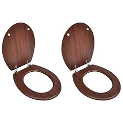 Helloshop26 Sièges de toilette avec couvercles 2 pcs MDF Marron 02_0002946