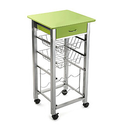 Versa Chariot de cuisine avec roulettes et tiroirs Leicester 40x40x82cm,Bois et métal, Vert