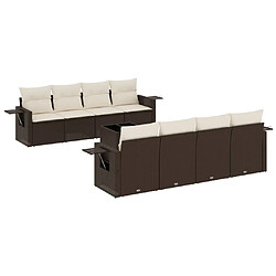 vidaXL Salon de jardin avec coussins 9 pcs marron résine tressée