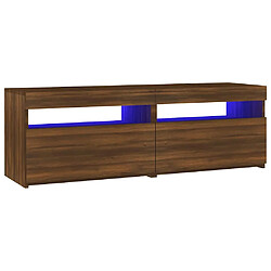 vidaXL Meuble TV avec lumières LED chêne marron 120x35x40 cm