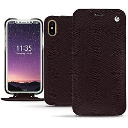 Housse cuir Apple iPhone Xs - Rabat vertical - Marron envoûtant ( Pantone #4e3629 ) - NOREVE