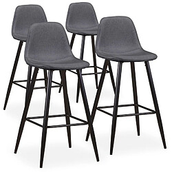 Paris Prix Lot de 4 Chaises de Bar Tissu Yan 100cm Gris