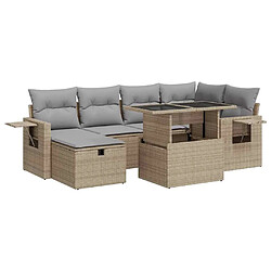 vidaXL Salon de jardin avec coussins 7 pcs beige résine tressée