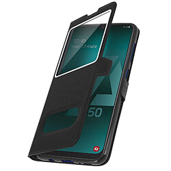 Avizar Housse Samsung Galaxy A50 Protection Double Fenêtre Fonction Stand noir