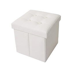 Mobili Rebecca Pouf Coffre de Rangement Carre Synthétique Blanc 30x30x30