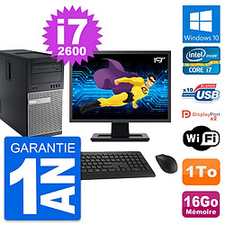 PC Tour Dell 9010 Ecran 19" Intel i7-2600 RAM 16Go Disque 1To Windows 10 Wifi - Occasion