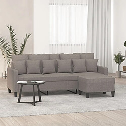 vidaXL Canapé à 3 places avec repose-pieds Taupe 180 cm Tissu