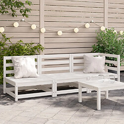 Maison Chic Canapé de jardin 3 places | Canapé Sofa d'extérieur | Fauteuil terrasse blanc bois de pin massif -MN34261