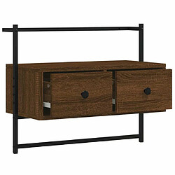 Maison Chic Meuble TV scandinave mural Banc TV suspendu pour salon - chêne marron 60,5x30x51 cm bois d'ingénierie -MN79736 pas cher