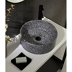 Acheter Pegane Vasque à poser / lavabo en ciment coloris noir et blanc finition mate - Diamètre 40 x Hauteur 15 cm