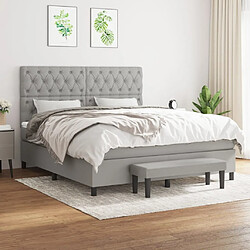 Maison Chic Lit Adulte - Lit simple Lit à sommier tapissier avec matelas moelleux - Meuble de Chambre - Gris clair 160x200cm Tissu -MN77697