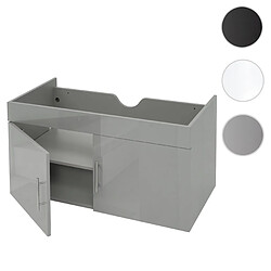 Mendler Meuble sous-lavabo HWC-D16, meuble sous-lavabo Meuble de salle de bain, brillant 90cm ~ gris