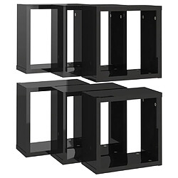 Acheter vidaXL Étagères cube murales 6 pcs noir brillant 30x15x30 cm