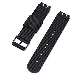 Bracelet en nylon 19mm avec boucle noire, noir pour votre Swatch