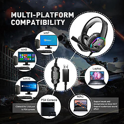 Avis Universal Casque de jeu 7.1 Surround virtuel câble casque de jeu casque basse avec microphone flash lumière LED