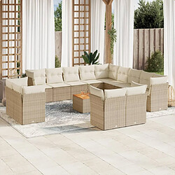 Maison Chic Salon de jardin avec coussins 14 pcs | Ensemble de Table et chaises | Mobilier d'Extérieur beige résine tressée -GKD81982