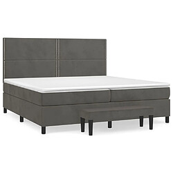 Maison Chic Lit Adulte - Lit simple Lit à sommier tapissier et matelas moelleux - Meuble de Chambre - Gris foncé 200x200cm Velours -MN72552