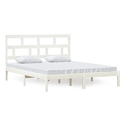 Maison Chic Lit adulte - Lit simple Cadre de lit,Structure du lit Contemporain Blanc Bois de pin massif 160x200 cm -MN47785