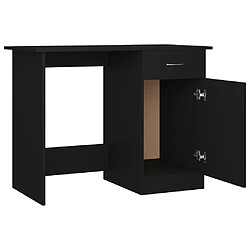 Helloshop26 Bureau table poste de travail meuble d'ordinateur informatique étude 100 x 50 x 76 cm bois d’ingénierie noir 02_0023889