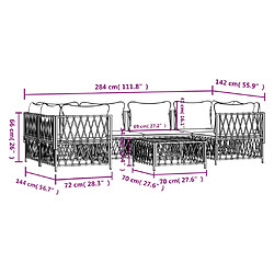 vidaXL Salon de jardin 7 pcs avec coussins blanc acier pas cher