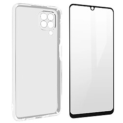 Avizar Coque Samsung Galaxy A22 Souple et Film Verre Trempé 9H noir