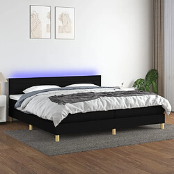 Sommier à lattes,Cadre à lattes de lit et matelas et LED pour Adulte Noir 200x200 cm Tissu -MN45619