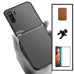 PHONECARE Kit Coque Magnetic Lux + Magentic Wallet Marron + 5D Full Cover + Support de Voiture Magnétique Renforcé - Huawei P30 Pro New Edition