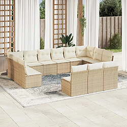 Maison Chic Salon de jardin avec coussins 13 pcs | Ensemble de Table et chaises | Mobilier d'Extérieur beige résine tressée -GKD61435