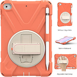 Coque en TPU + Silicone avec béquille pivotante et porte-stylo orange pour votre Apple iPad Mini 4/Mini (2019) 7.9 pouces