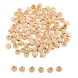 100 Perles Rondes En Bois, Large Trou, 12MM