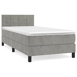 vidaXL Sommier à lattes de lit et matelas Gris clair 90x190 cm Velours