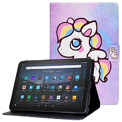 Etui en PU avec support et porte-carte pour votre Amazon Fire HD 10 Plus (2021) - Poney coloré