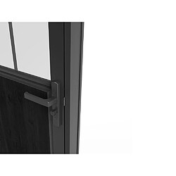 Acheter Vente-Unique Bloc porte réversible en aluminium et verre trempé dépoli style atelier - H204 x L93 cm - Noir - ERMELO