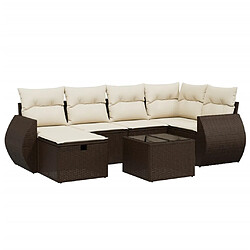 vidaXL Salon de jardin avec coussins 7 pcs marron résine tressée