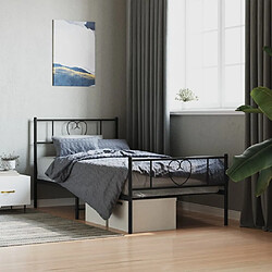 Maison Chic Lit adulte - Lit simple Cadre de lit métal avec tête de lit/pied de lit,Structure du lit Contemporain pour chambre noir 80x200 cm -MN24699