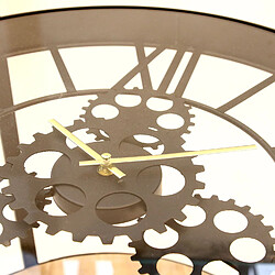 The Home Deco Factory Table d'appoint design horloge vintage Oscar - Diam. 50 x H. 50 cm - Noir