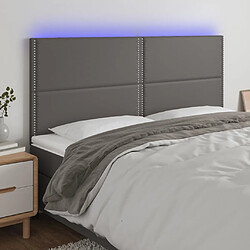 Maison Chic Tête de lit moderne à LED lumineuse pour chambre - Décoration de lit Gris 200x5x118/128 cm Similicuir -MN13758