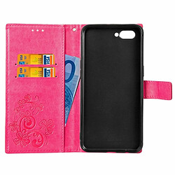 Acheter Wewoo Coque Housse en Cuir Motif Fleurs Lucky Clover Pressé pour OPPO A5, avec Porte-Fentes & Porte-Cartes & Portefeuille & Dragonne Magenta