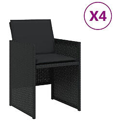 vidaXL Chaises de jardin lot de 4 avec coussins noir résine tressée